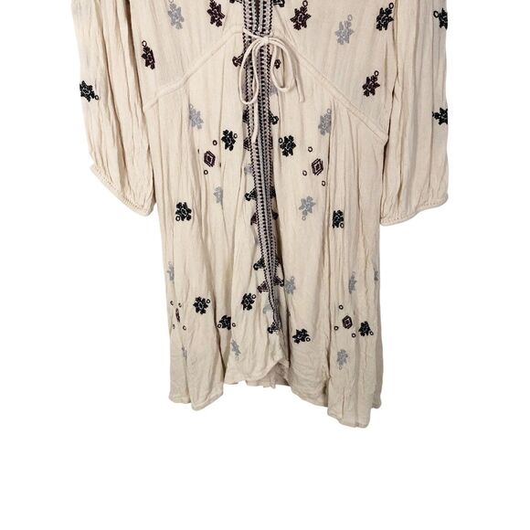 Free People Stargazer Mini Dress Beige Medium Embroidered Gauzy OB507864 - Picture 8 of 12